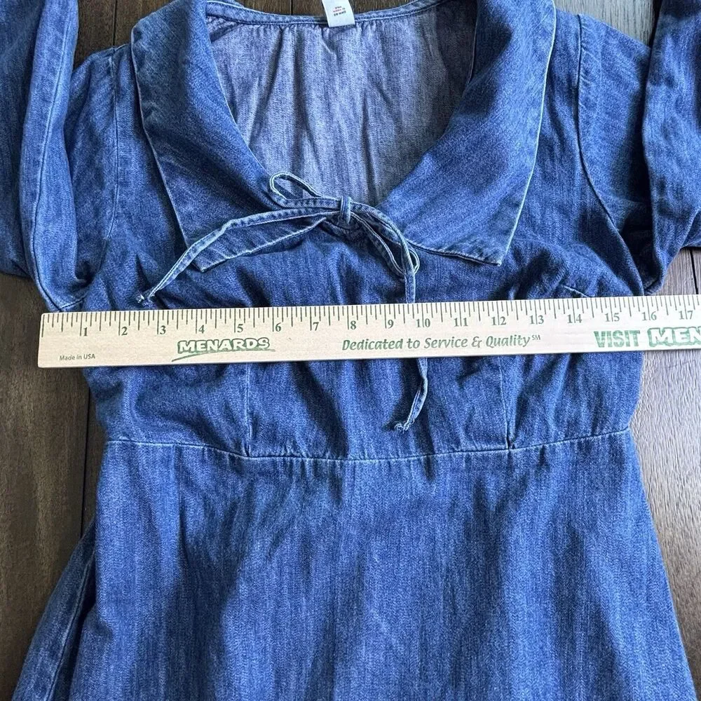 Old Navy Denim Dress Womens Petite S Fit & Flare Long Sleeve Collared Mini NEW! - Picture 4 of 10